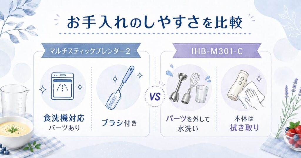 BRUNOとIHB-M301-Cのお手入れ方法の比較