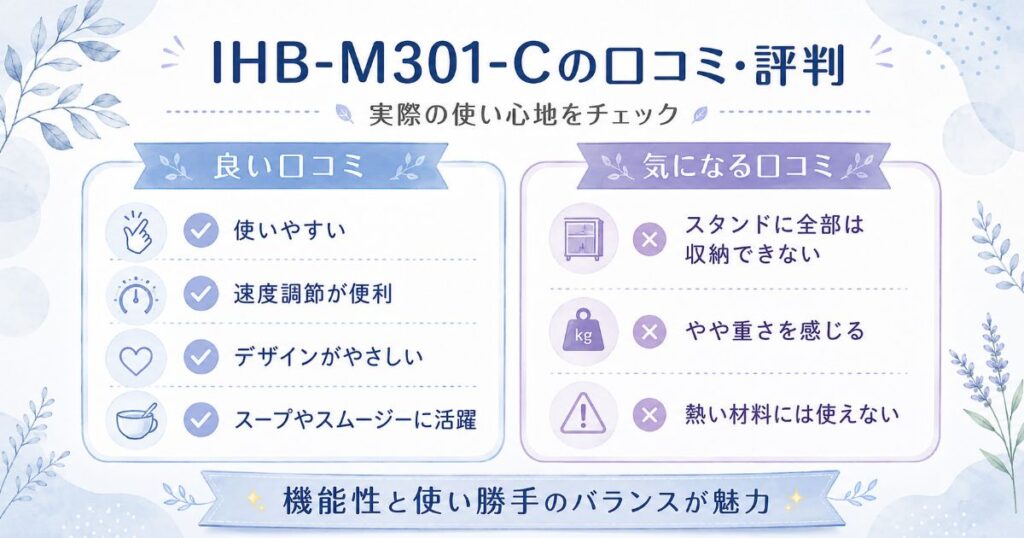 IHB-M301-Cの良い口コミと気になる口コミ