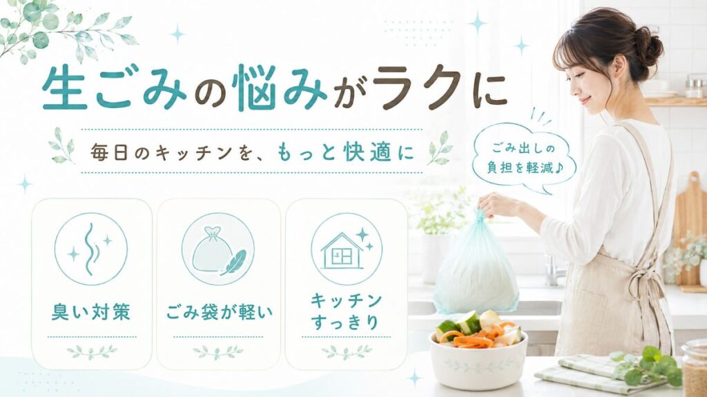 生ごみの臭いやごみ出しの負担を減らした快適なキッチンのイメージ