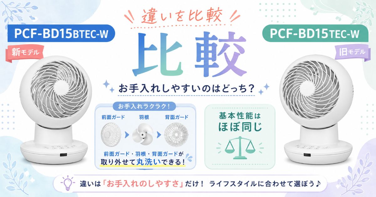 PCF-BD15BTEC-WとPCF-BD15TEC-Wの違いを比較したアイキャッチ