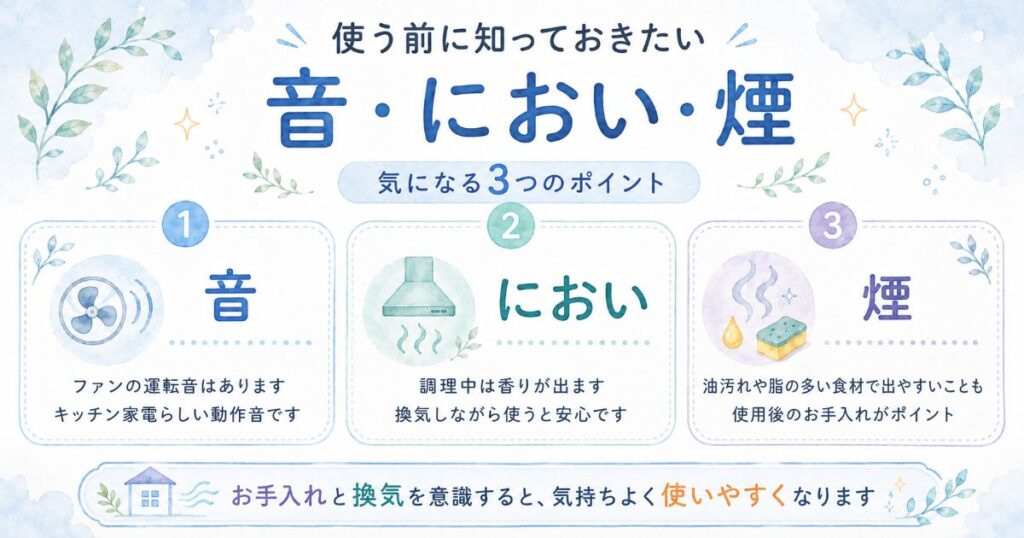 ノンフライヤーの音・におい・煙で知っておきたいポイント