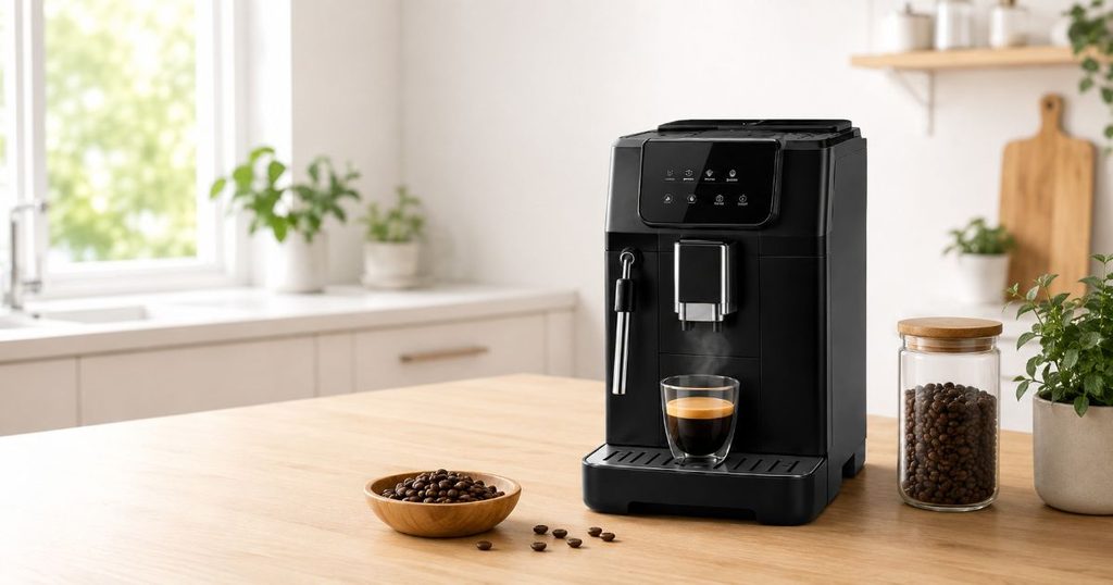 コーヒー豆とエスプレッソを淹れる全自動コーヒーマシン