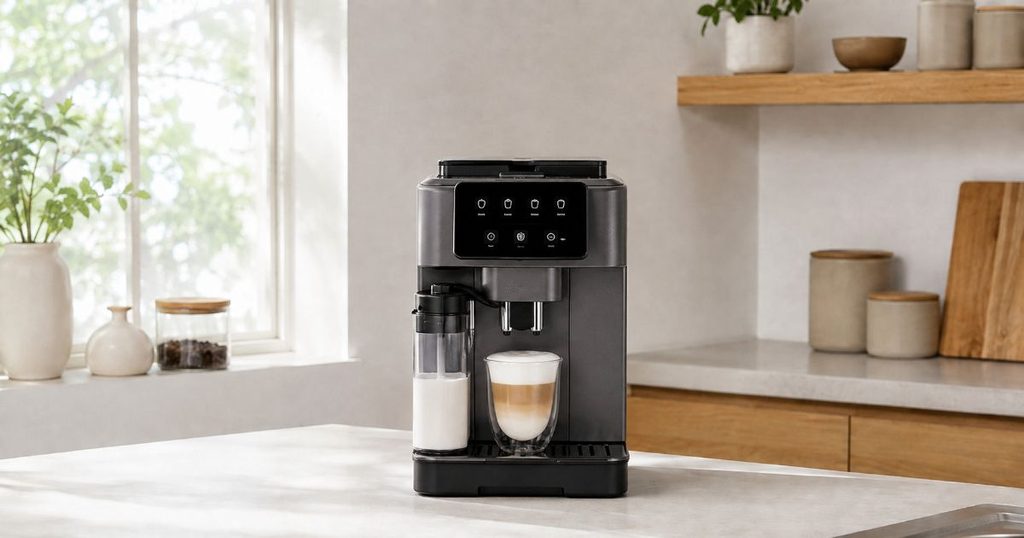キッチンカウンターに設置したコーヒーマシン