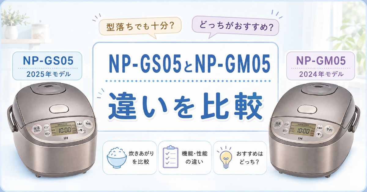 NP-GS05とNP-GM05の違いを比較したイメージ