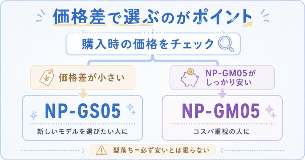 NP-GS05とNP-GM05を価格差で選ぶポイント