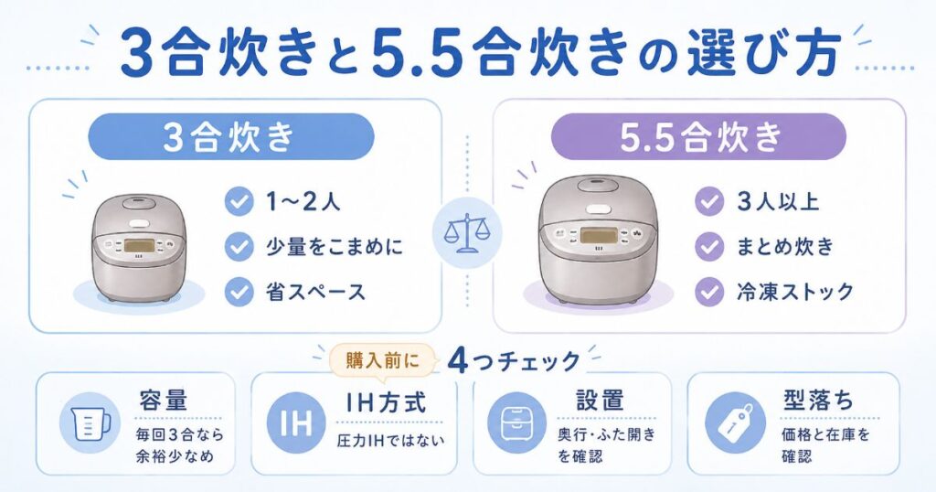 3合炊きと5.5合炊きの選び方