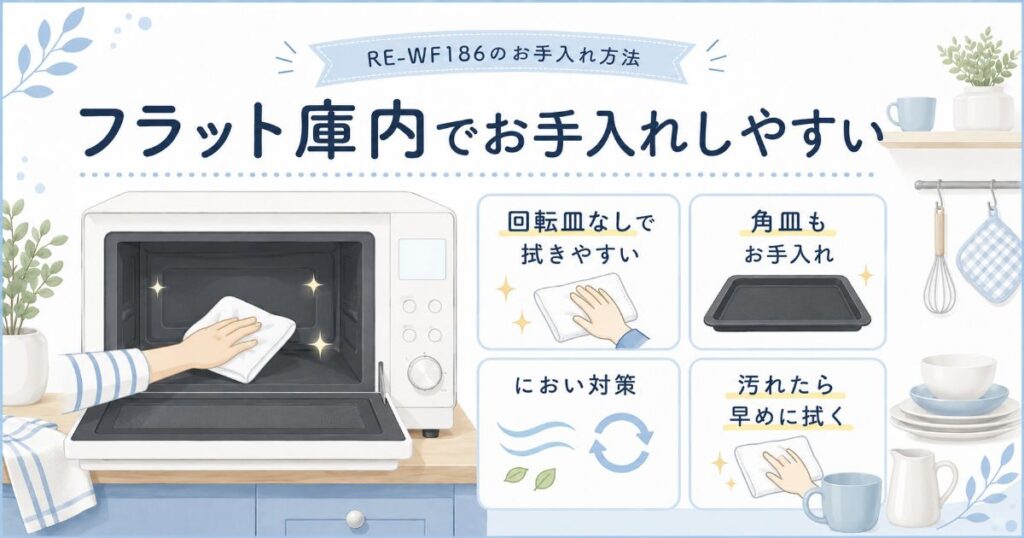 RE-WF186のフラット庫内や角皿のお手入れ方法