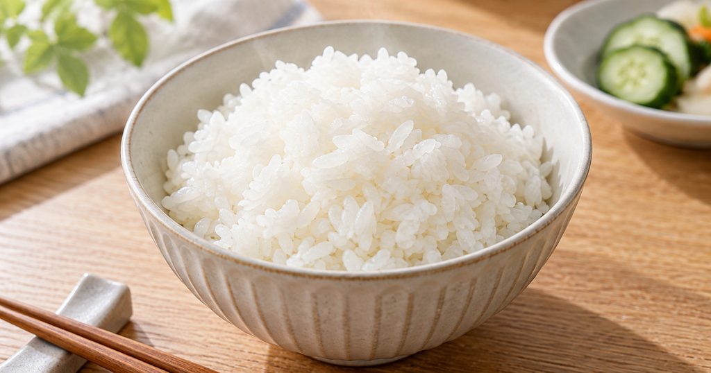茶碗によそった炊きたての白ごはん