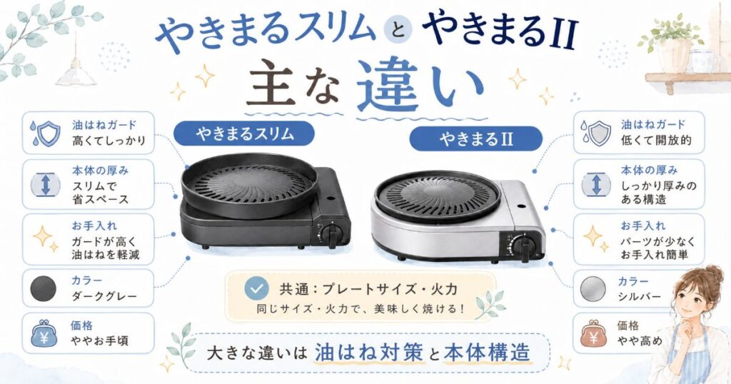 やきまるスリムとやきまるIIの主な違い