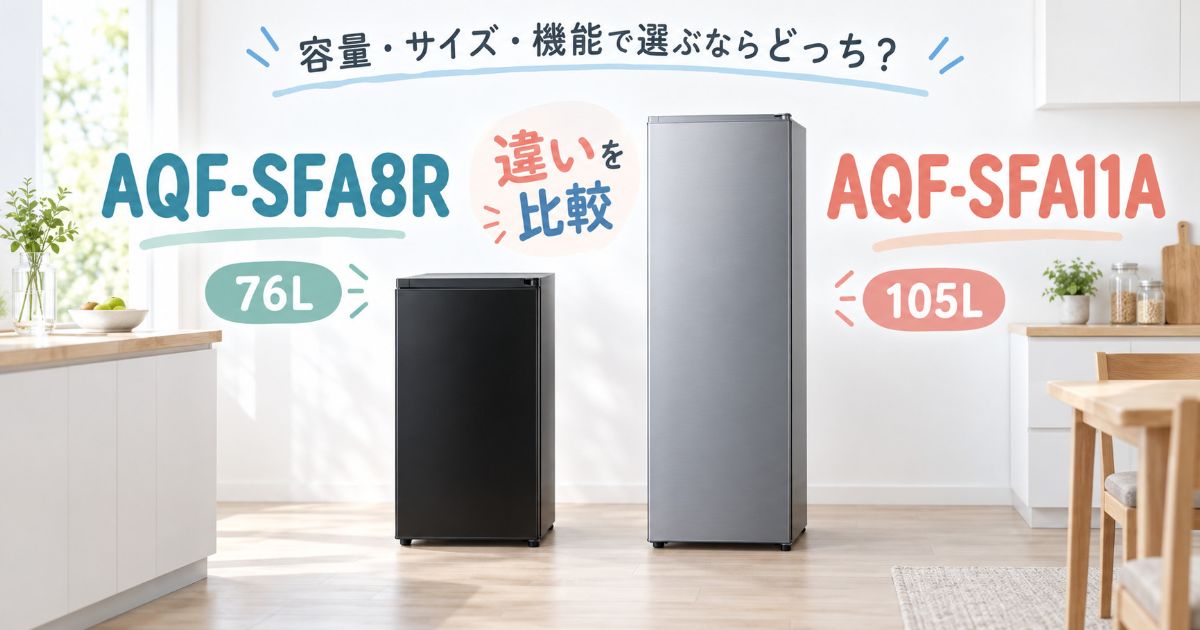 AQF-SFA8RとAQF-SFA11Aの容量とサイズを比較したイメージ
