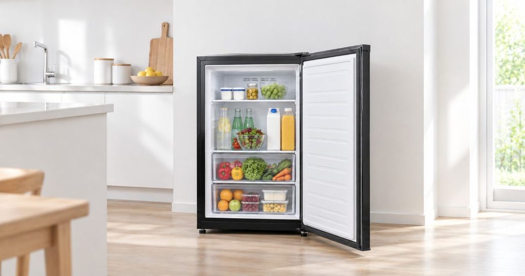 冷蔵食品を収納したAQF-SFA8Rの庫内