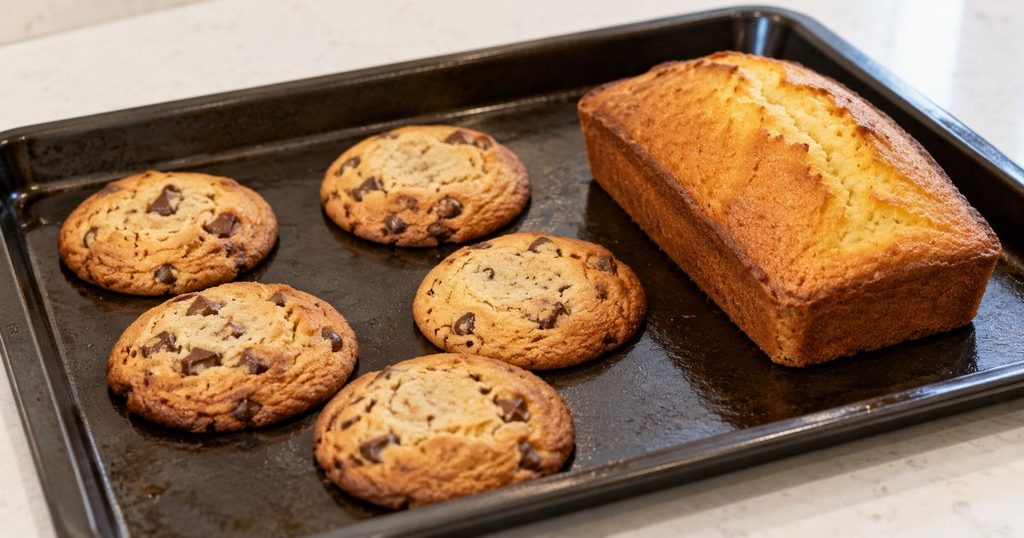 角皿に並べたクッキーとパウンドケーキ