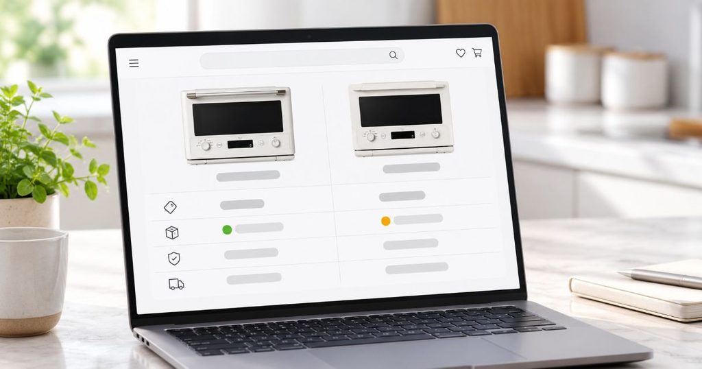 ES-GY26とES-GX26を比較する通販ページ風のPC画面