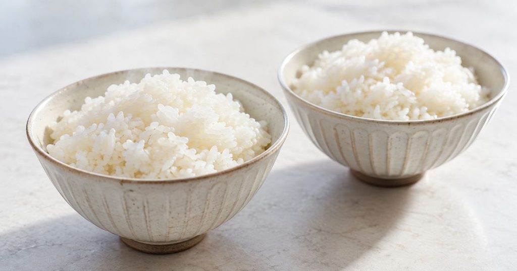 一合分をイメージした茶碗2杯の白ご飯