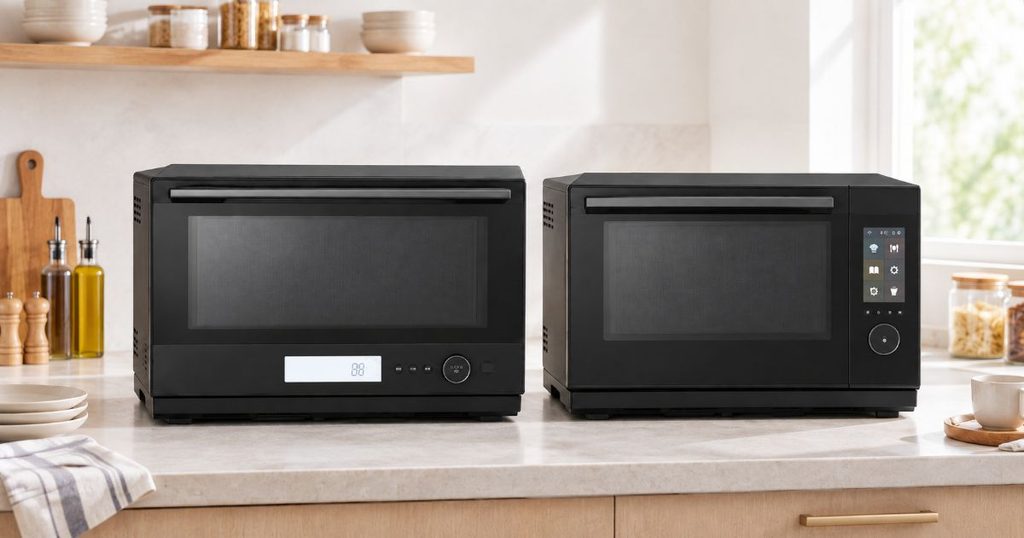 NE-BS8DとNE-BS6Eの外観と操作部を比較した画像