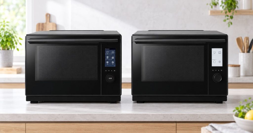 NE-UBS10Eのカラータッチ液晶とNE-BS9Eのダイヤル式液晶を比較した様子