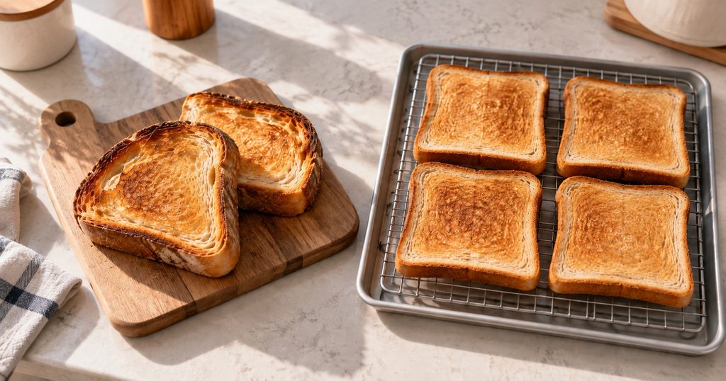厚切りトースト2枚と一度に焼いたトースト4枚