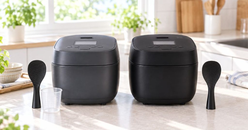 NW-QB10とNW-QA10の炊飯器本体としゃもじ・計量カップ