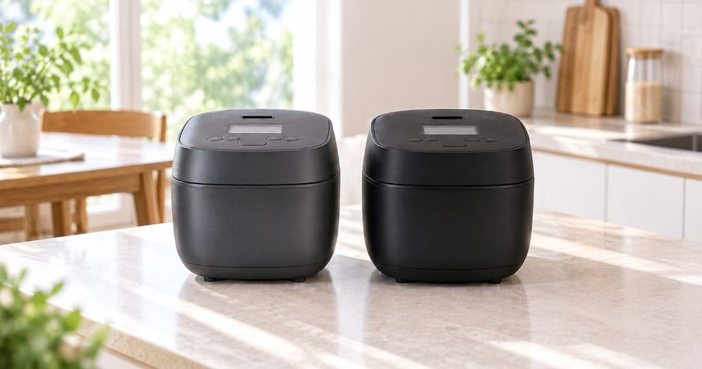 キッチンに並べたNW-QB10とNW-QA10の炊飯器