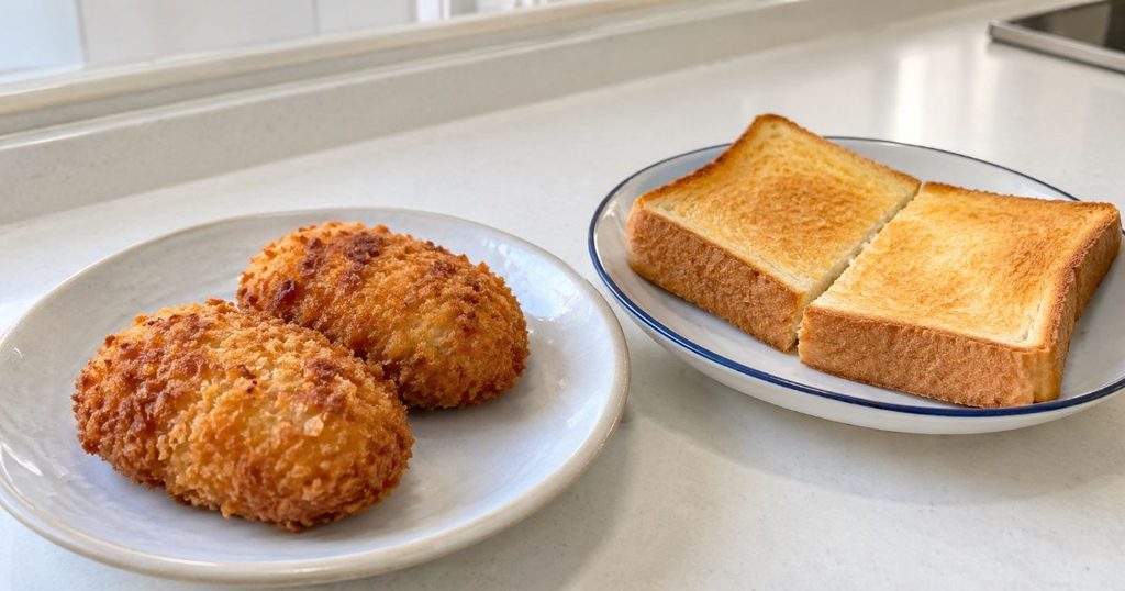 コロッケとトースト