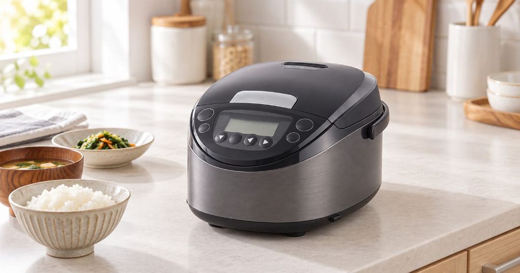 キッチンカウンターに置かれた5.5合炊きIH炊飯器