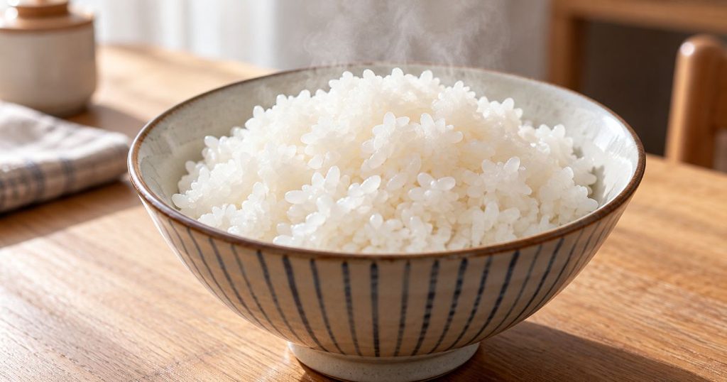 茶碗によそった炊きたての白ご飯