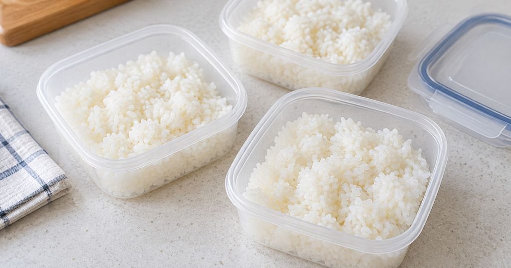 保存容器に小分けした白ご飯