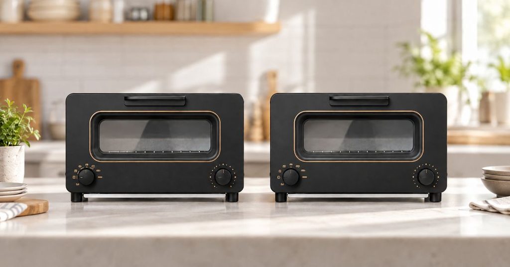 KTT02JPとK11Aの黒いトースターを並べて比較