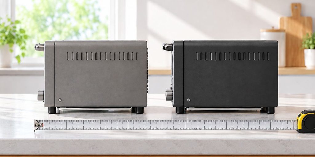 KTT02JPとKTT03JPの奥行きをメジャーで比べる画像