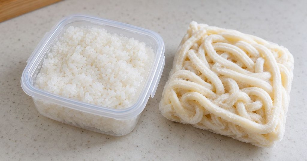 冷凍ごはんと冷凍うどんの1人分調理イメージ