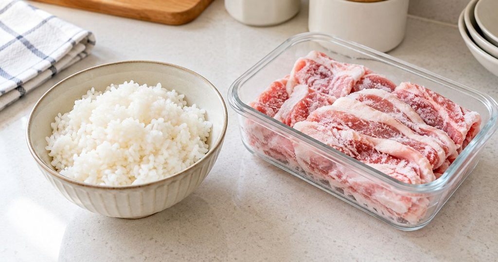 ごはんの温めと冷凍肉の解凍イメージ