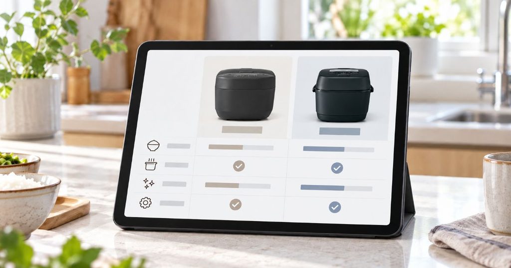 NW-YD10とNW-WD10をタブレット画面で比較している様子