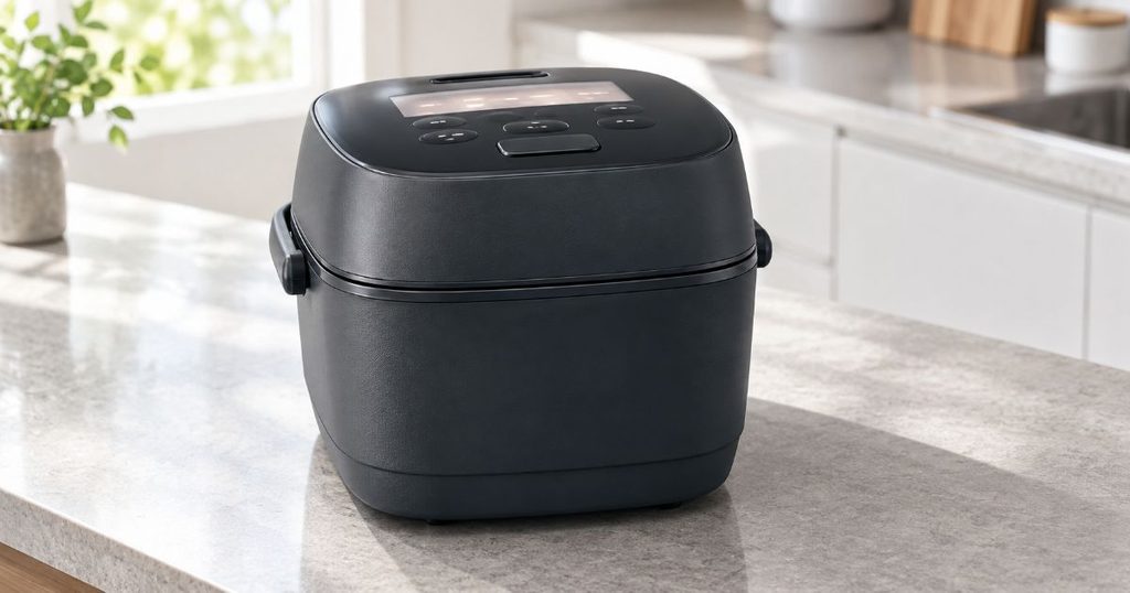 NW-WD10の上面操作部が見える炊飯器