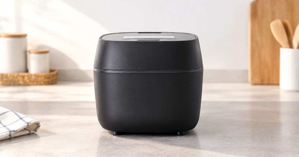 キッチンカウンターに置かれた5.5合炊き炊飯器